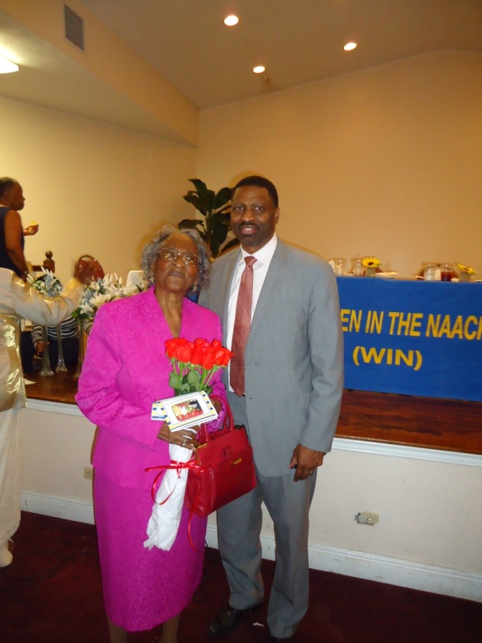 Mrs. Ellie Dahmer with MS State Conference President Derrick Johnson